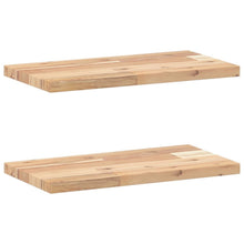 Wandschappen 2 st zwevend 40x20x2 cm onbehandeld acaciahout