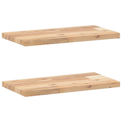 Wandschappen 2 st zwevend 40x20x2 cm onbehandeld acaciahout