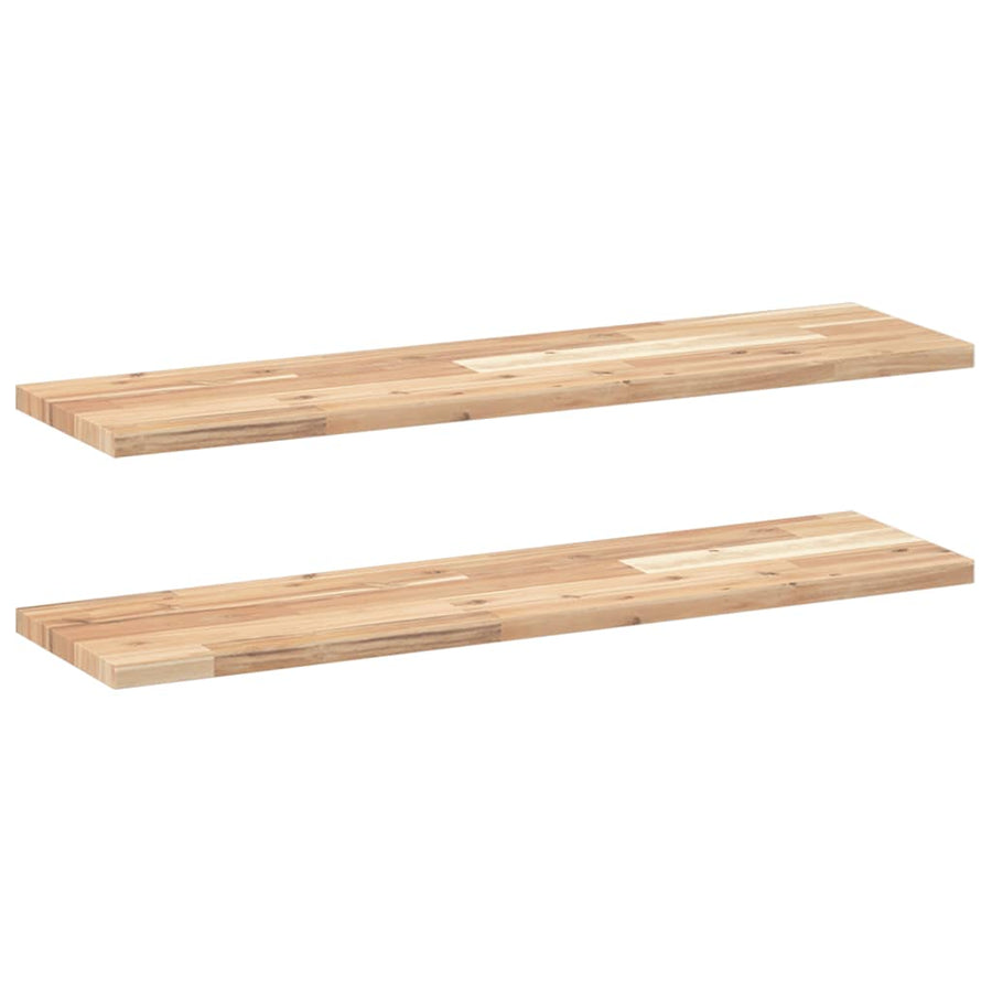 Wandschappen 2 st zwevend 80x20x2 cm onbehandeld acaciahout