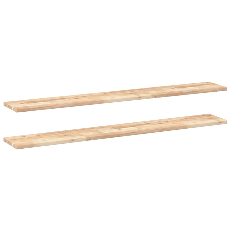 Wandschappen 2 st zwevend 160x20x2 cm onbehandeld acaciahout