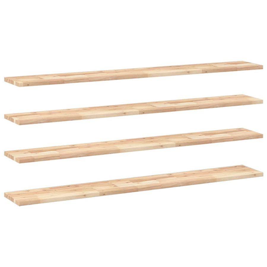 Wandschappen 4 st zwevend 160x20x2 cm onbehandeld acaciahout