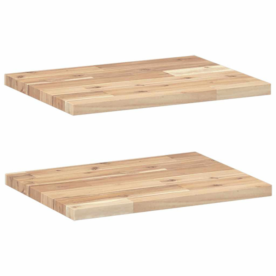 Wandschappen 2 st zwevend 40x30x2 cm onbehandeld acaciahout