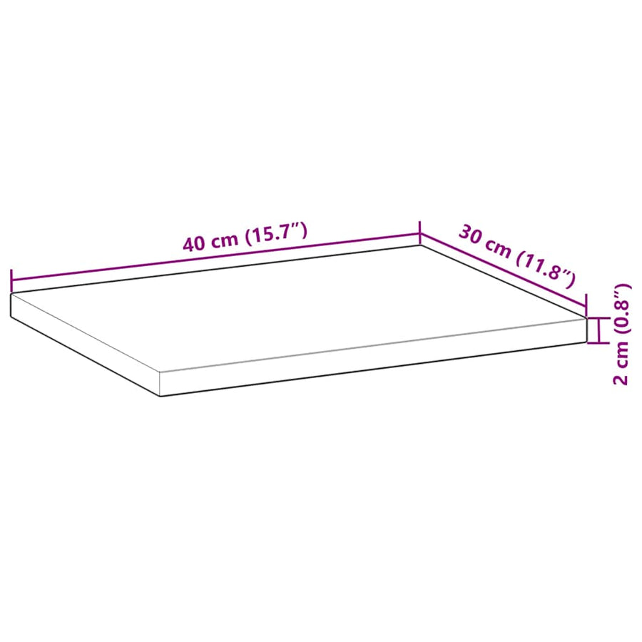 Wandschappen 2 st zwevend 40x30x2 cm onbehandeld acaciahout