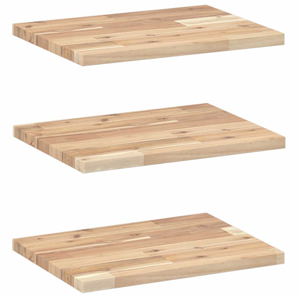 Wandschappen 3 st zwevend 40x30x2 cm onbehandeld acaciahout