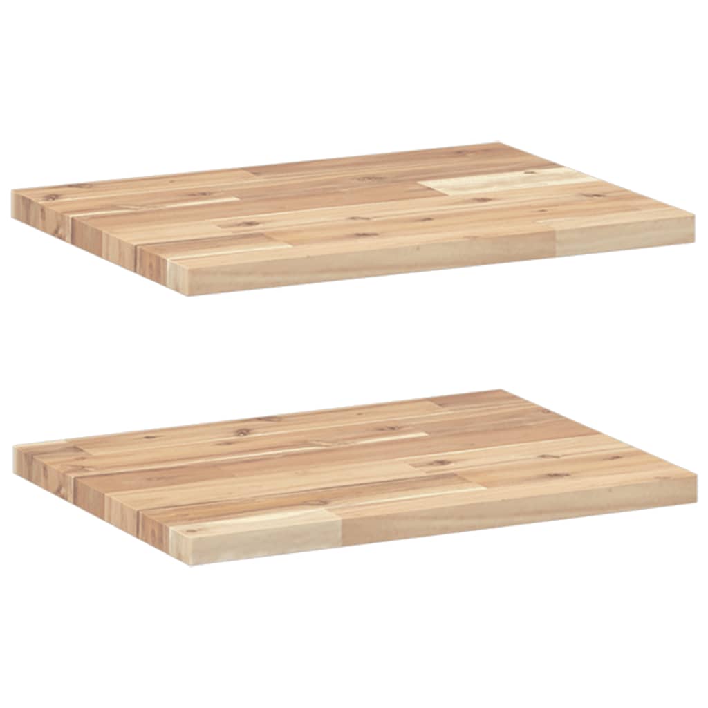 Wandschappen 2 st zwevend 60x30x2 cm onbehandeld acaciahout