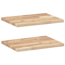 Wandschappen 2 st zwevend 60x30x2 cm onbehandeld acaciahout
