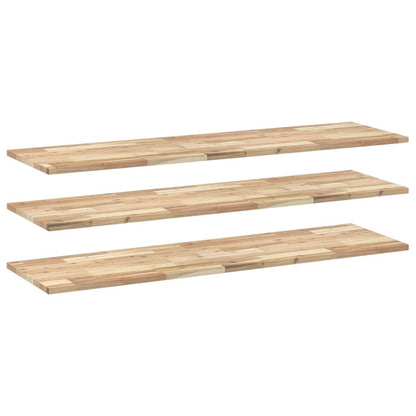 Wandschappen 3 st zwevend 120x40x2 cm onbehandeld acaciahout