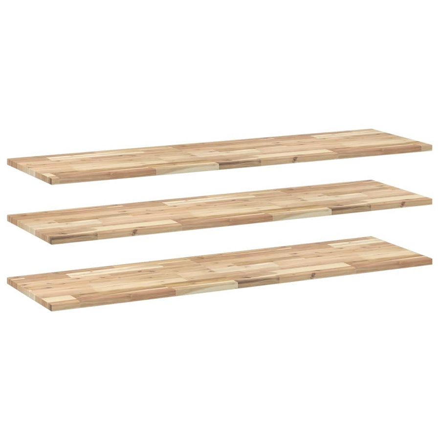 Wandschappen 3 st zwevend 160x40x2 cm onbehandeld acaciahout