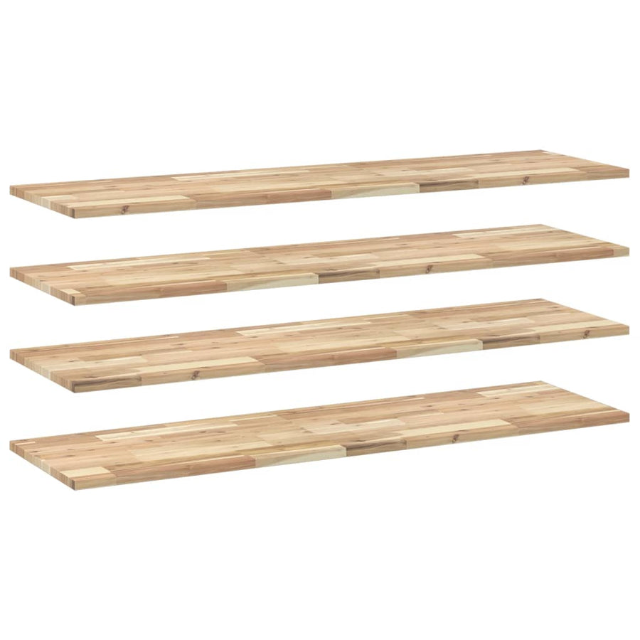 Wandschappen 4 st zwevend 160x40x2 cm onbehandeld acaciahout