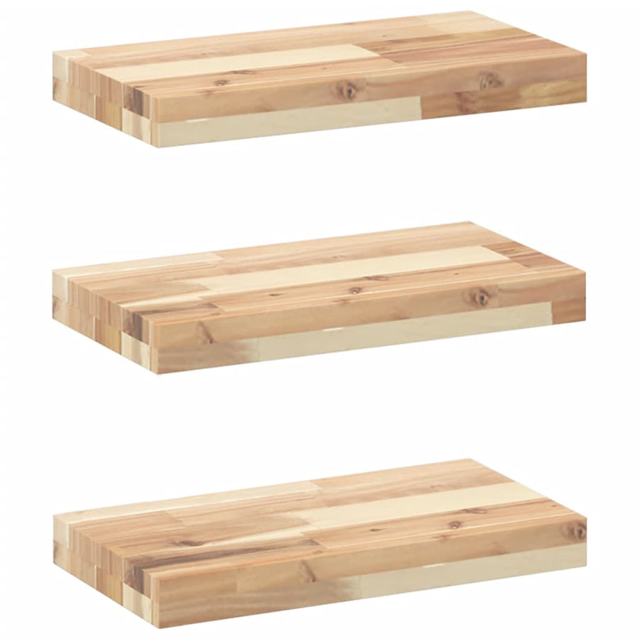Wandschappen 3 St Zwevend 40X20X4 Cm Onbehandeld Acaciahout