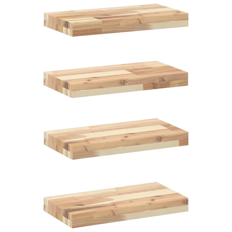 Wandschappen 4 st zwevend 40x20x4 cm onbehandeld acaciahout