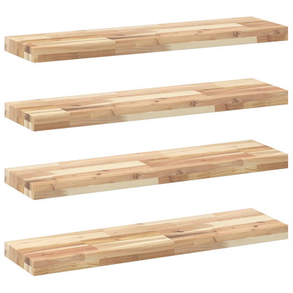 Wandschappen 4 st zwevend 100x20x4 cm onbehandeld acaciahout