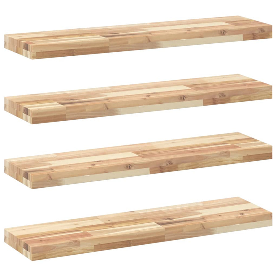Wandschappen 4 st zwevend 100x20x4 cm onbehandeld acaciahout
