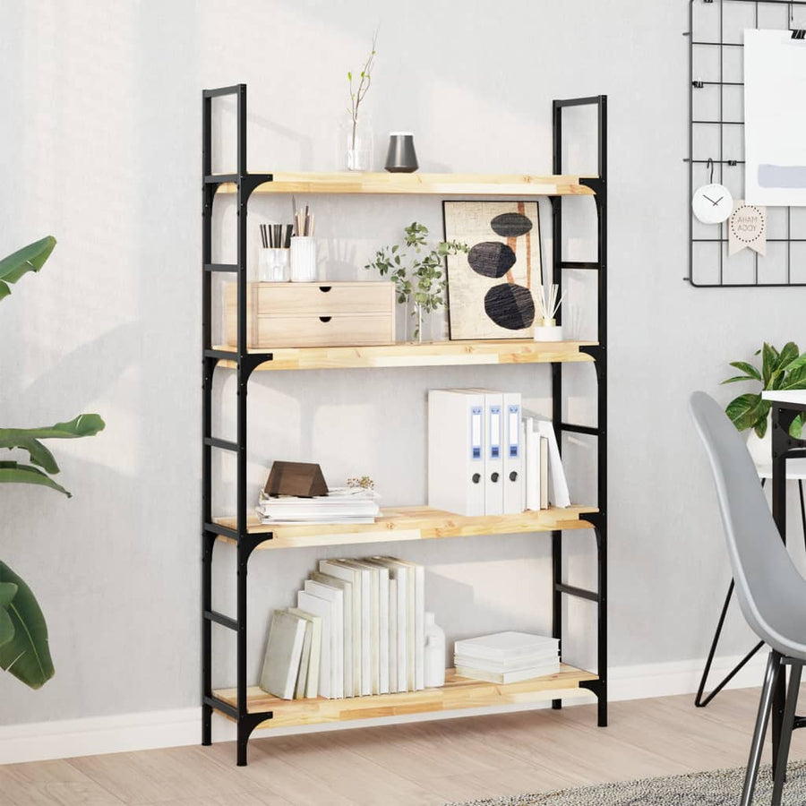 Wandschappen 4 st zwevend 100x20x4 cm onbehandeld acaciahout