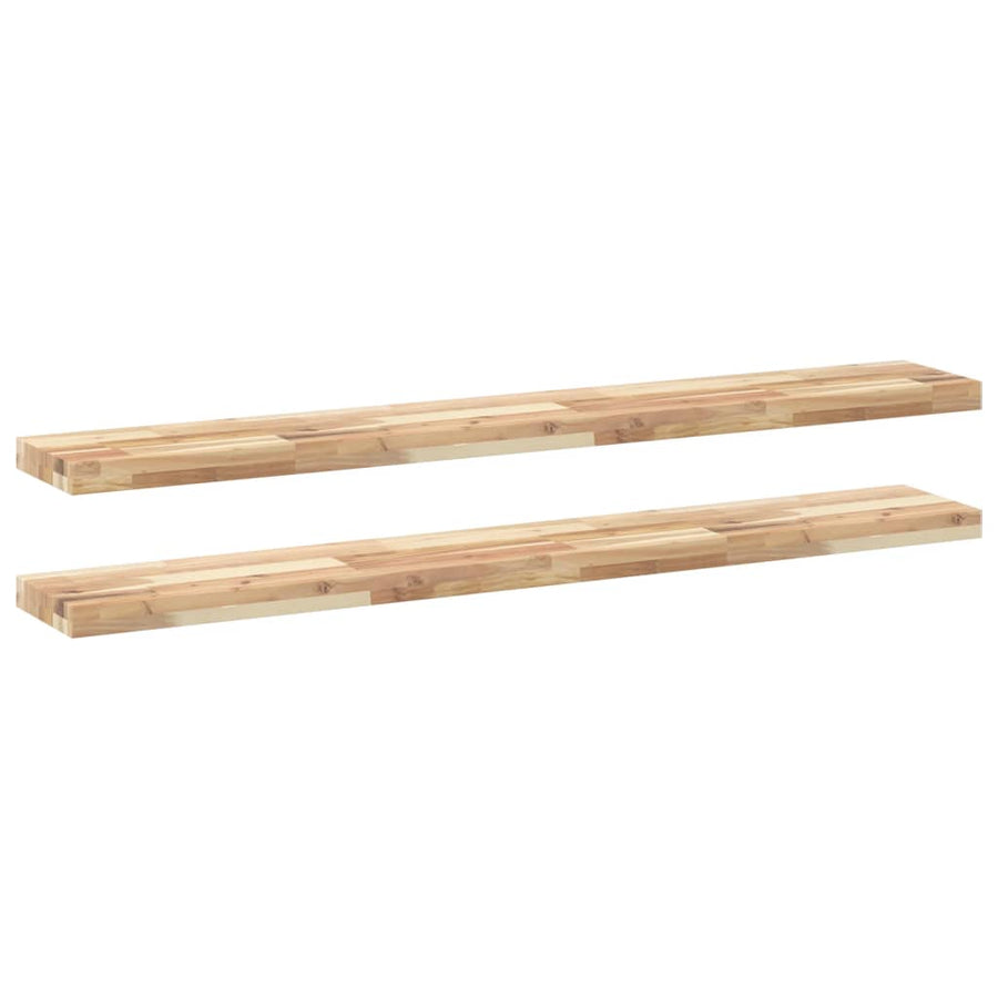 Wandschappen 2 st zwevend 160x20x4 cm onbehandeld acaciahout
