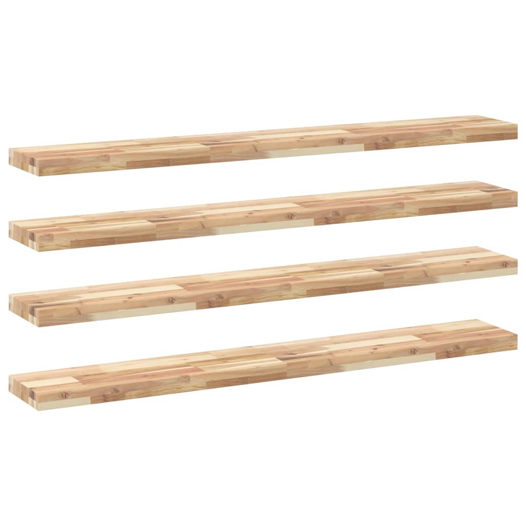 Wandschappen 4 st zwevend 160x20x4 cm onbehandeld acaciahout