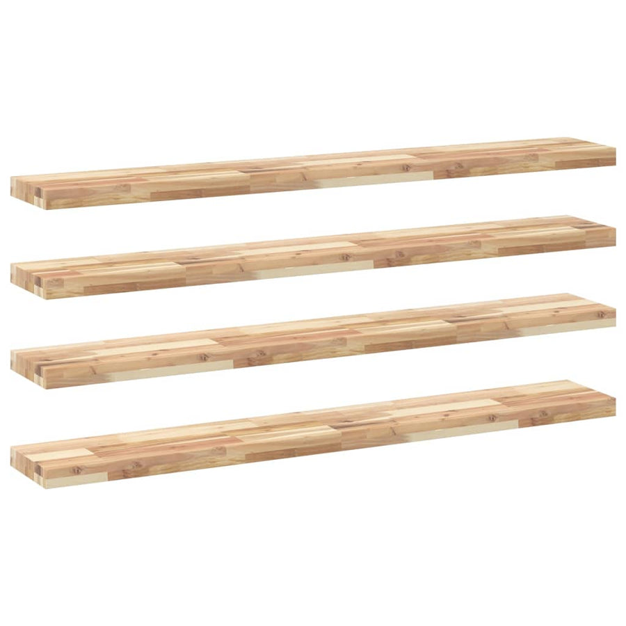 Wandschappen 4 st zwevend 160x20x4 cm onbehandeld acaciahout