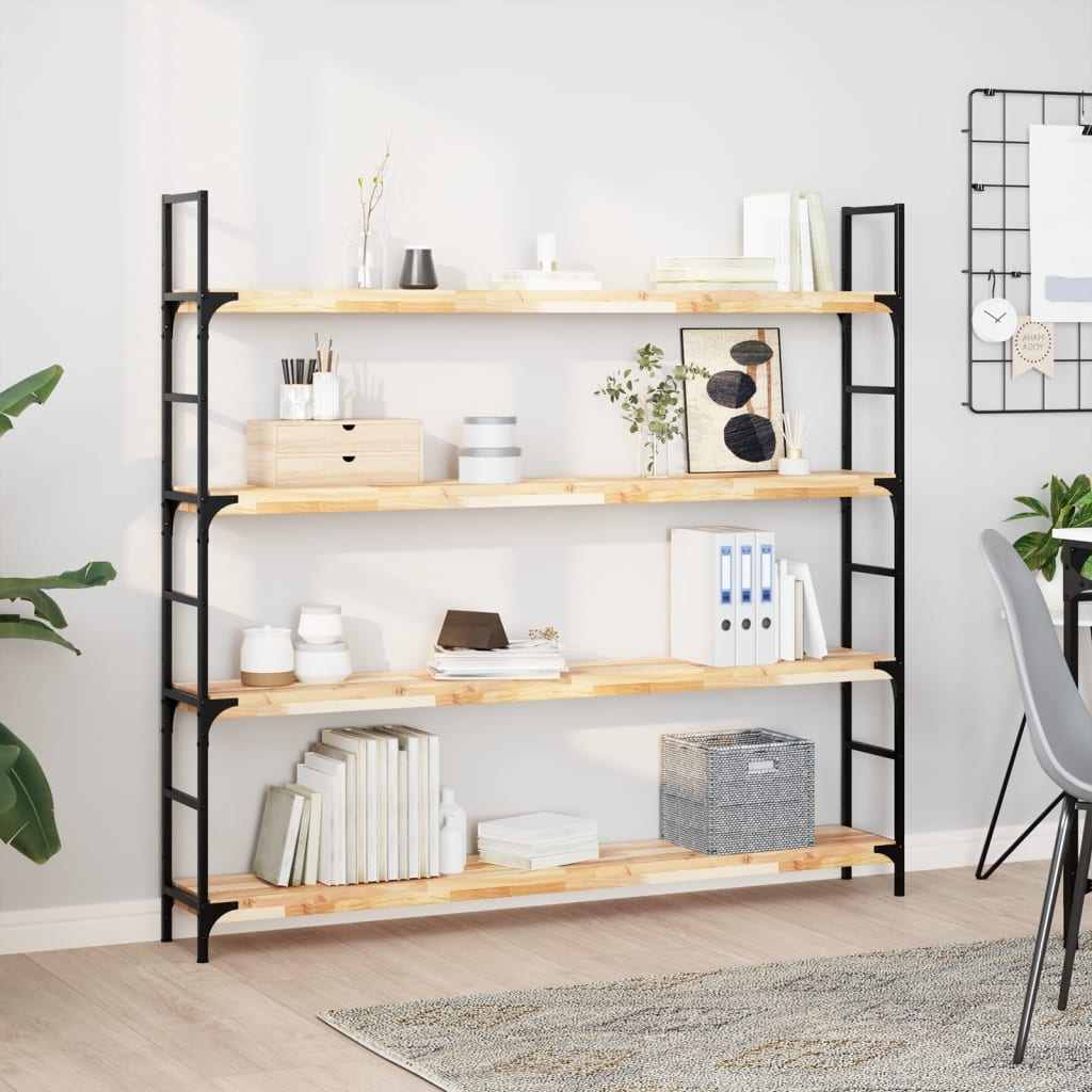 Wandschappen 4 st zwevend 160x20x4 cm onbehandeld acaciahout