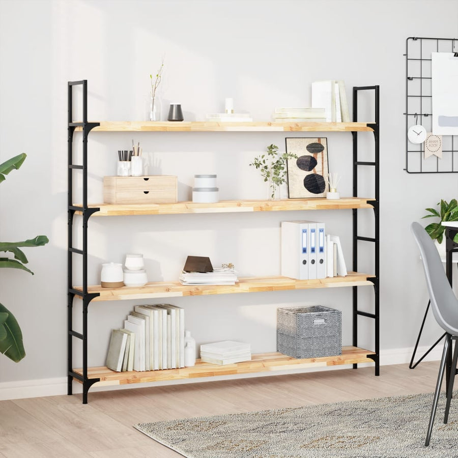 Wandschappen 4 st zwevend 160x20x4 cm onbehandeld acaciahout