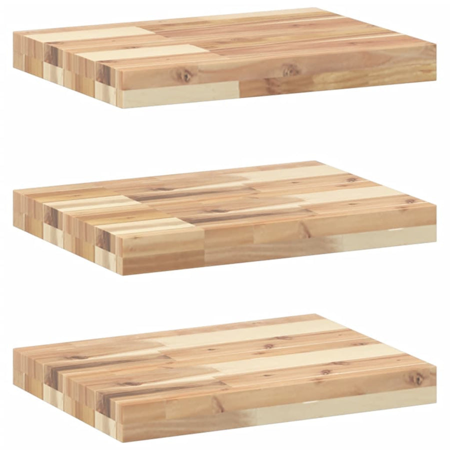 Wandschappen 3 st zwevend 60x30x4 cm onbehandeld acaciahout