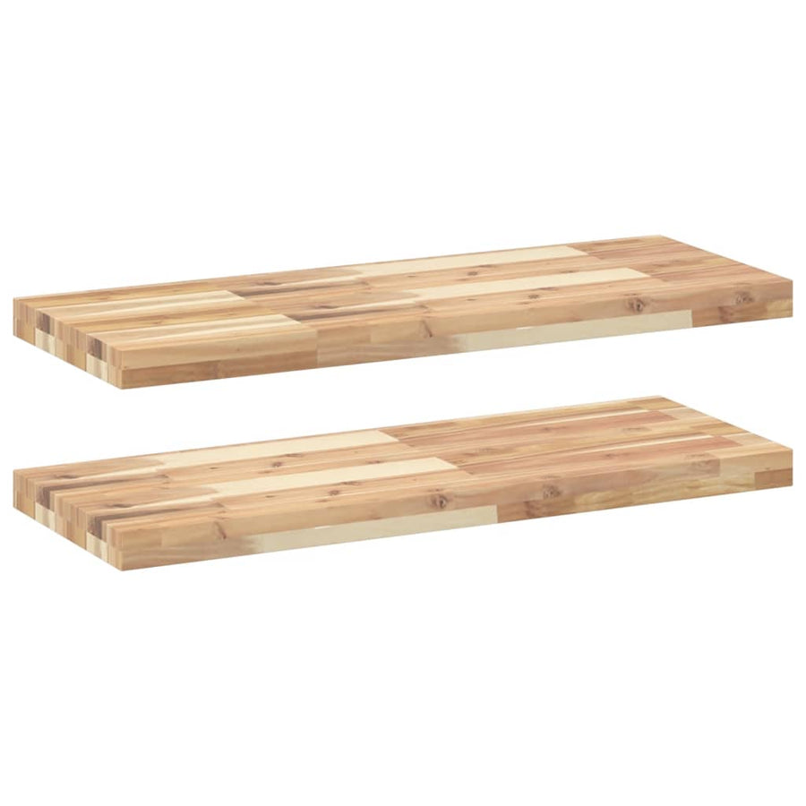 Wandschappen 2 st zwevend 80x30x4 cm onbehandeld acaciahout