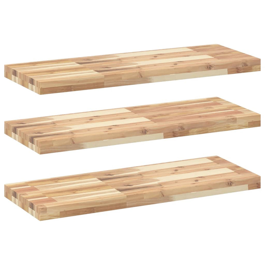 Wandschappen 3 st zwevend 80x30x4 cm onbehandeld acaciahout