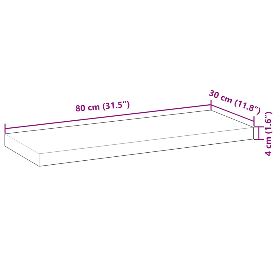 Wandschappen 3 st zwevend 80x30x4 cm onbehandeld acaciahout