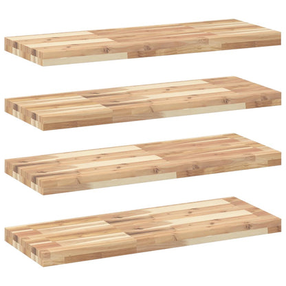 Wandschappen 4 st zwevend 80x30x4 cm onbehandeld acaciahout