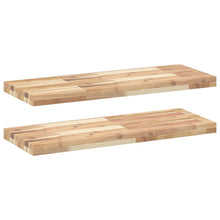 Wandschappen 2 st zwevend 100x30x4 cm onbehandeld acaciahout