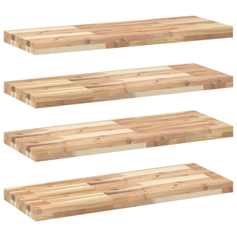 Wandschappen 4 st zwevend 100x30x4 cm onbehandeld acaciahout