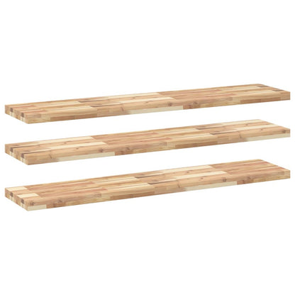 Wandschappen 3 st zwevend 140x30x4 cm onbehandeld acaciahout