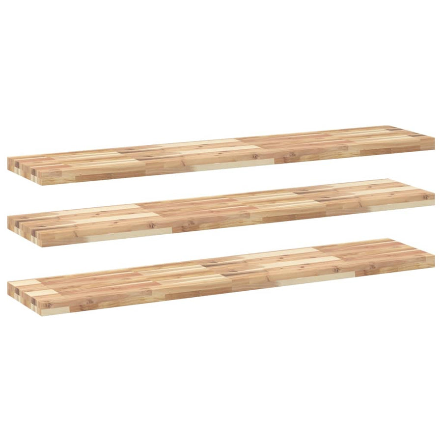 Wandschappen 3 st zwevend 140x30x4 cm onbehandeld acaciahout