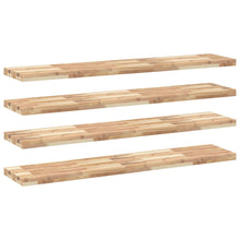Wandschappen 4 st zwevend 140x30x4 cm onbehandeld acaciahout