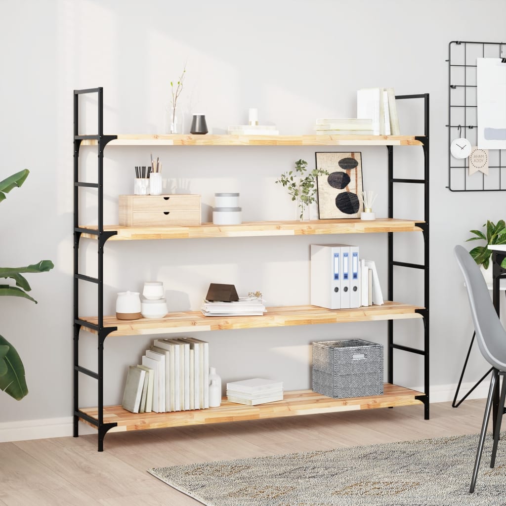 Wandschappen 4 st zwevend 160x30x4 cm onbehandeld acaciahout