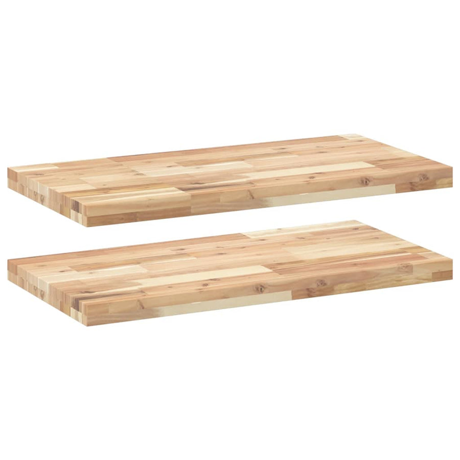 Wandschappen 2 st zwevend 100x40x4 cm onbehandeld acaciahout
