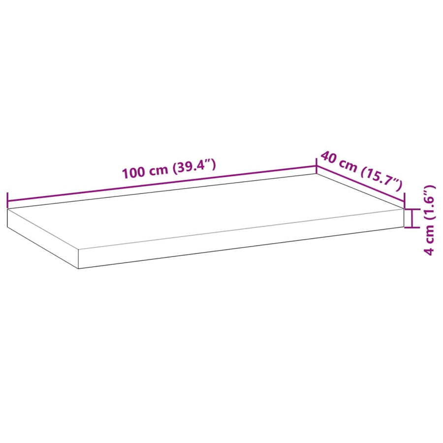 Wandschappen 4 st zwevend 100x40x4 cm onbehandeld acaciahout
