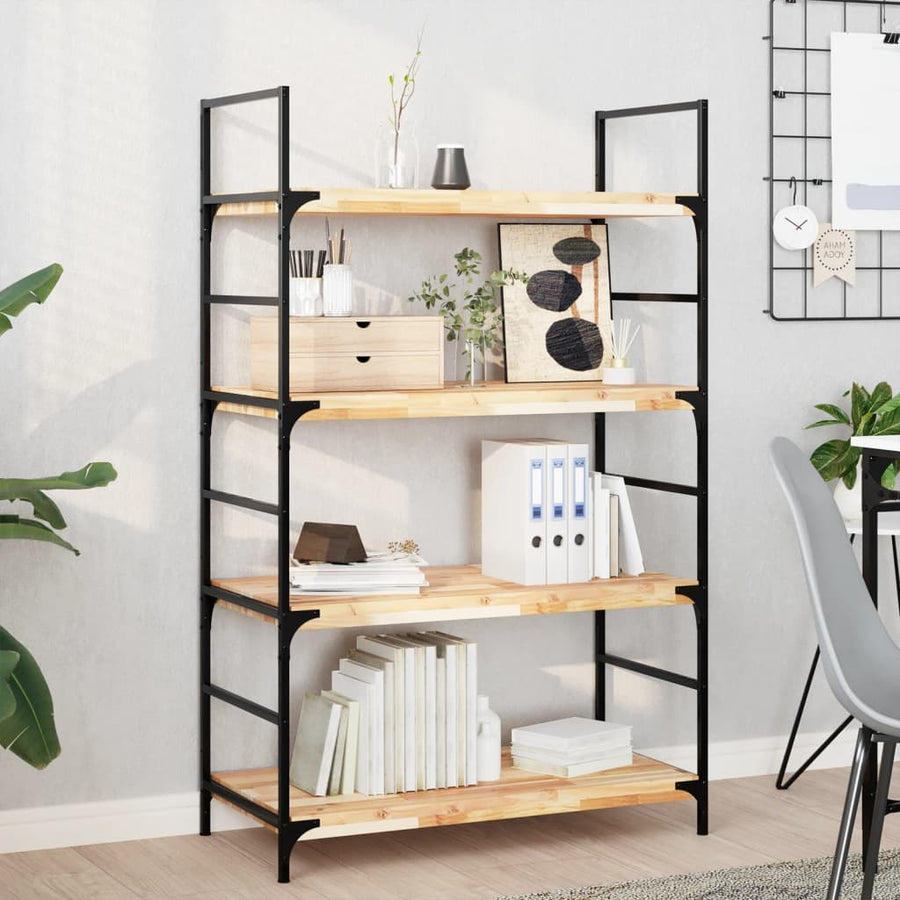 Wandschappen 4 st zwevend 100x40x4 cm onbehandeld acaciahout