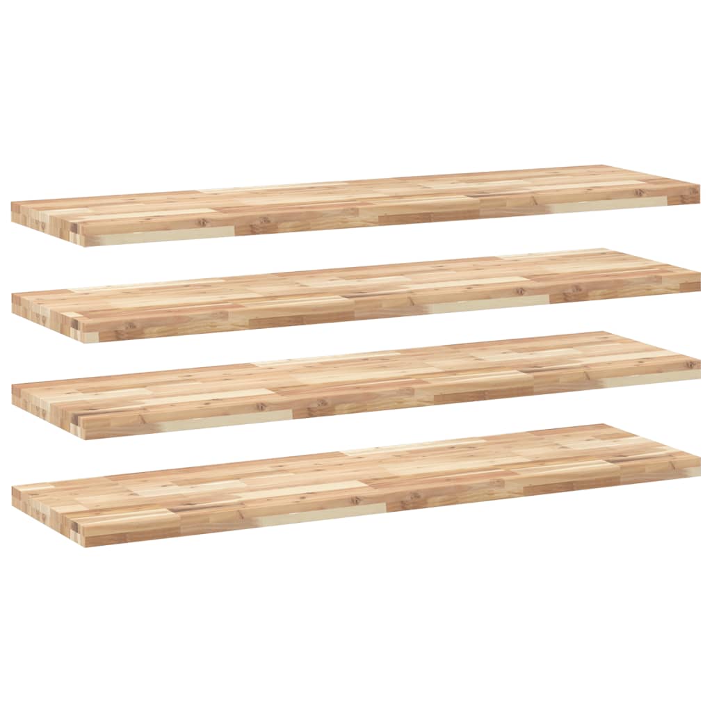 Wandschappen 4 st zwevend 120x40x4 cm onbehandeld acaciahout