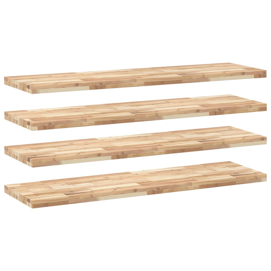 Wandschappen 4 st zwevend 120x40x4 cm onbehandeld acaciahout