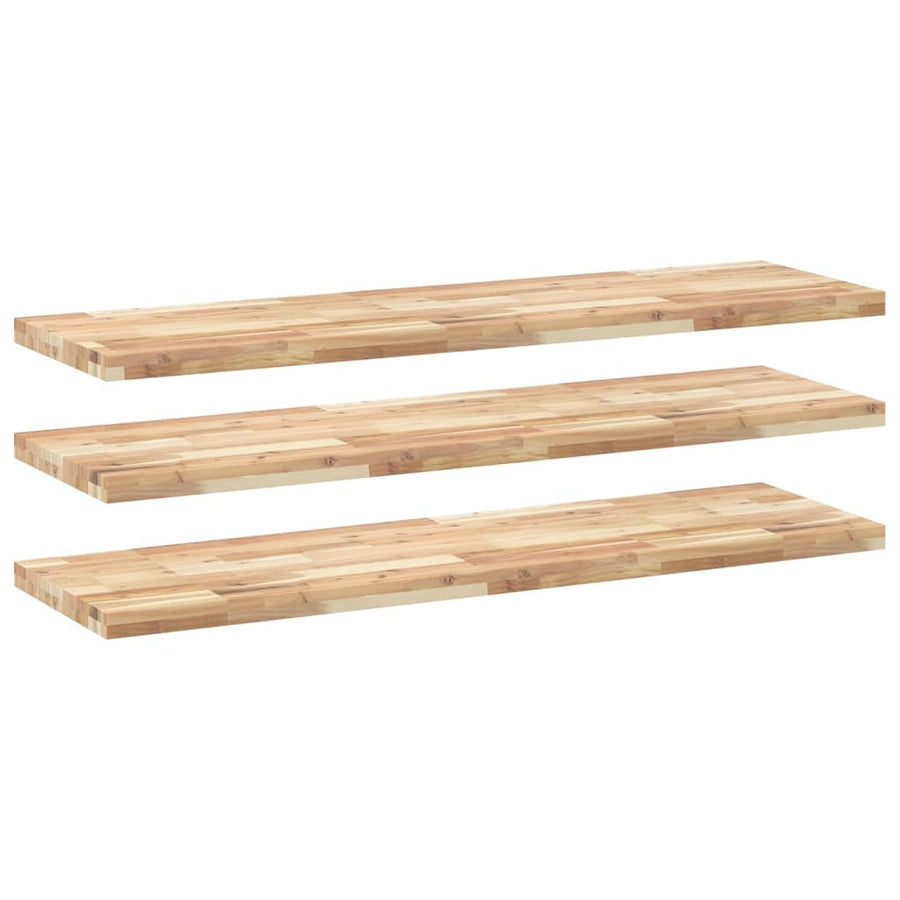 Wandschappen 3 st zwevend 160x40x4 cm onbehandeld acaciahout