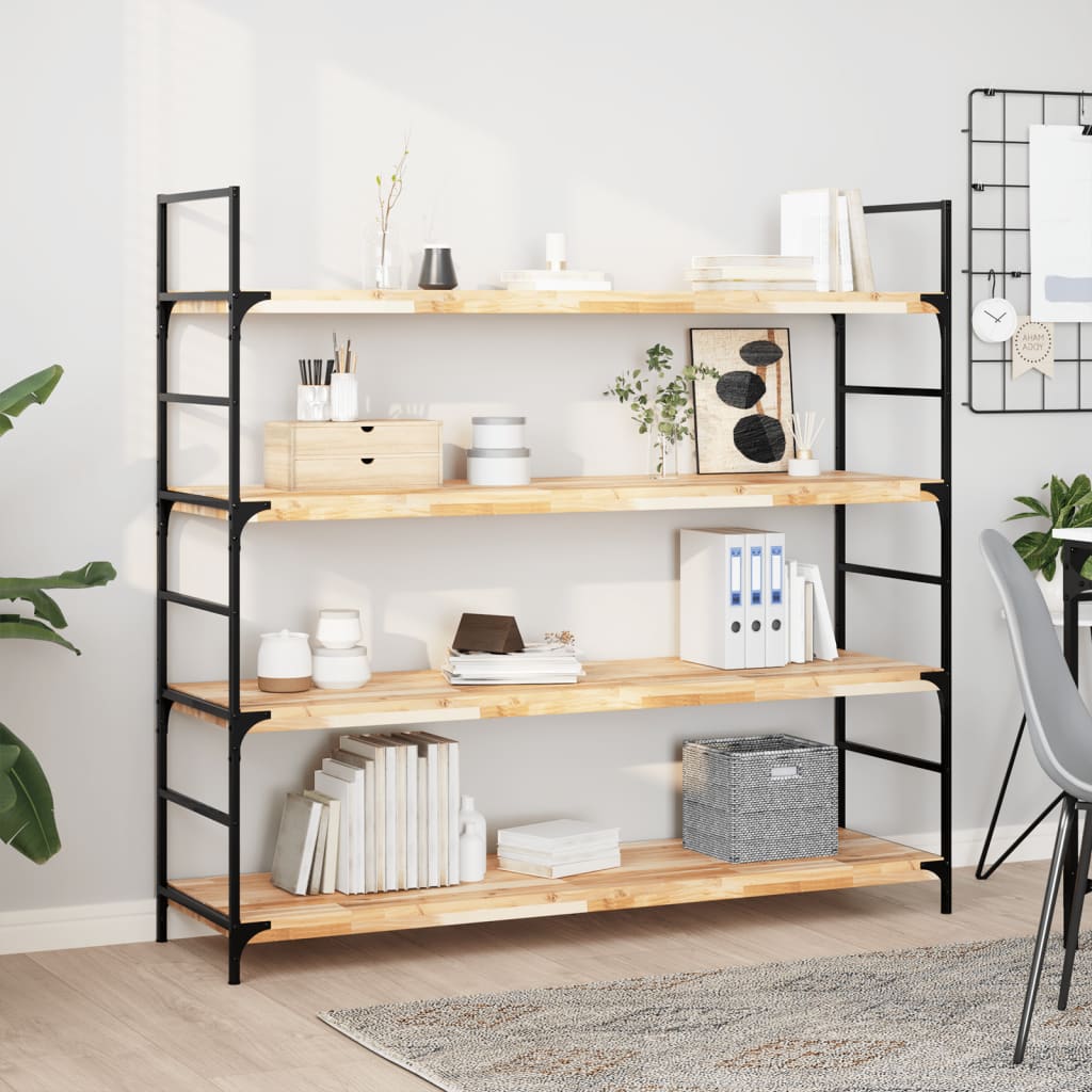 Wandschappen 4 st zwevend 160x40x4 cm onbehandeld acaciahout