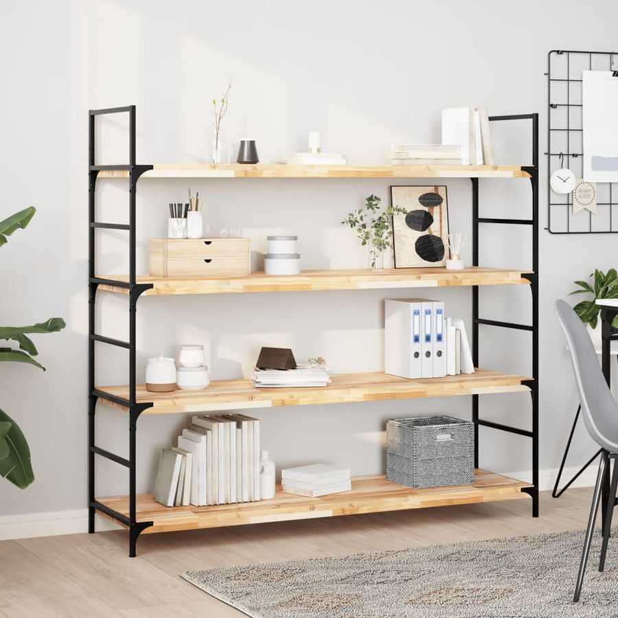 Wandschappen 4 st zwevend 160x40x4 cm onbehandeld acaciahout