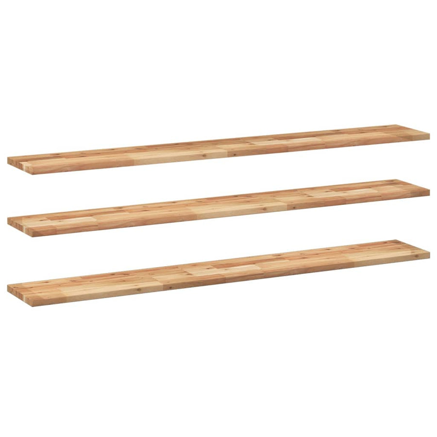 Wandschappen 3 st zwevend olieafwerking 140x20x2 cm acaciahout