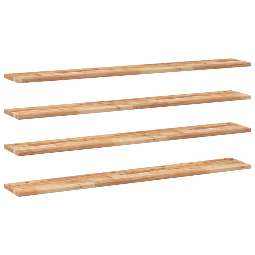 Wandschappen 4 st zwevend olieafwerking 140x20x2 cm acaciahout