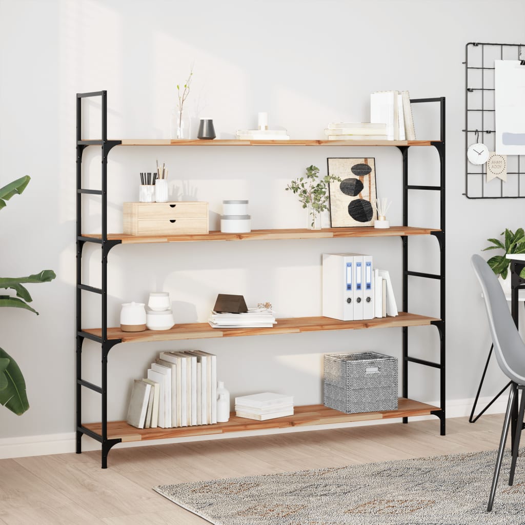 Wandschappen 4 st zwevend olieafwerking 140x30x2 cm acaciahout