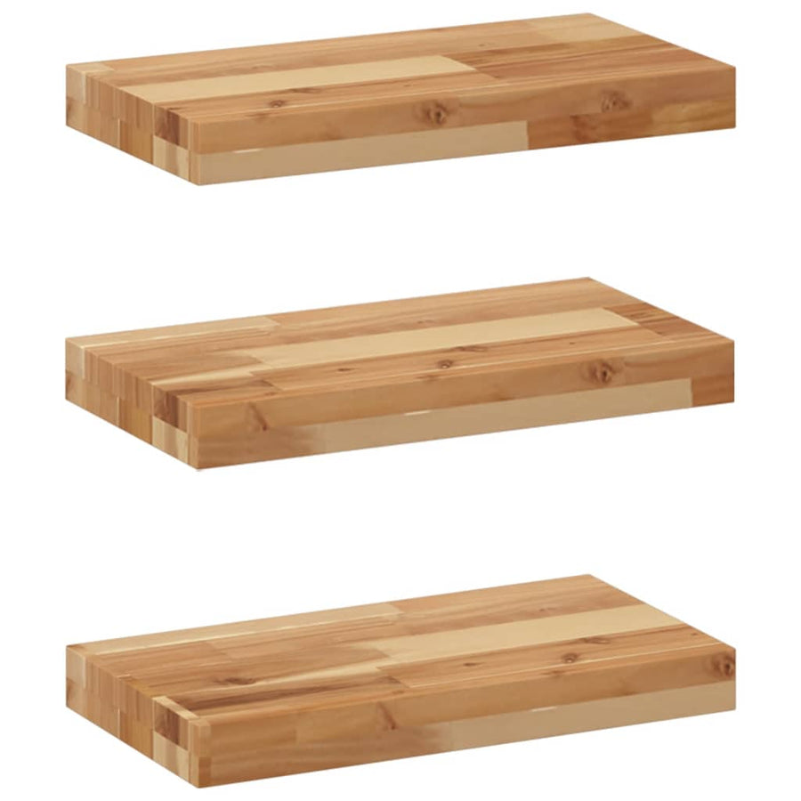 Wandschappen 3 St Zwevend Olieafwerking 40X20X4 Cm Acaciahout Olie-Afwerking