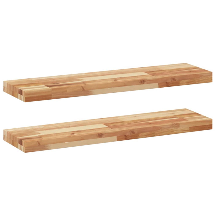 Wandschappen 2 st zwevend olieafwerking 100x20x4 cm acaciahout