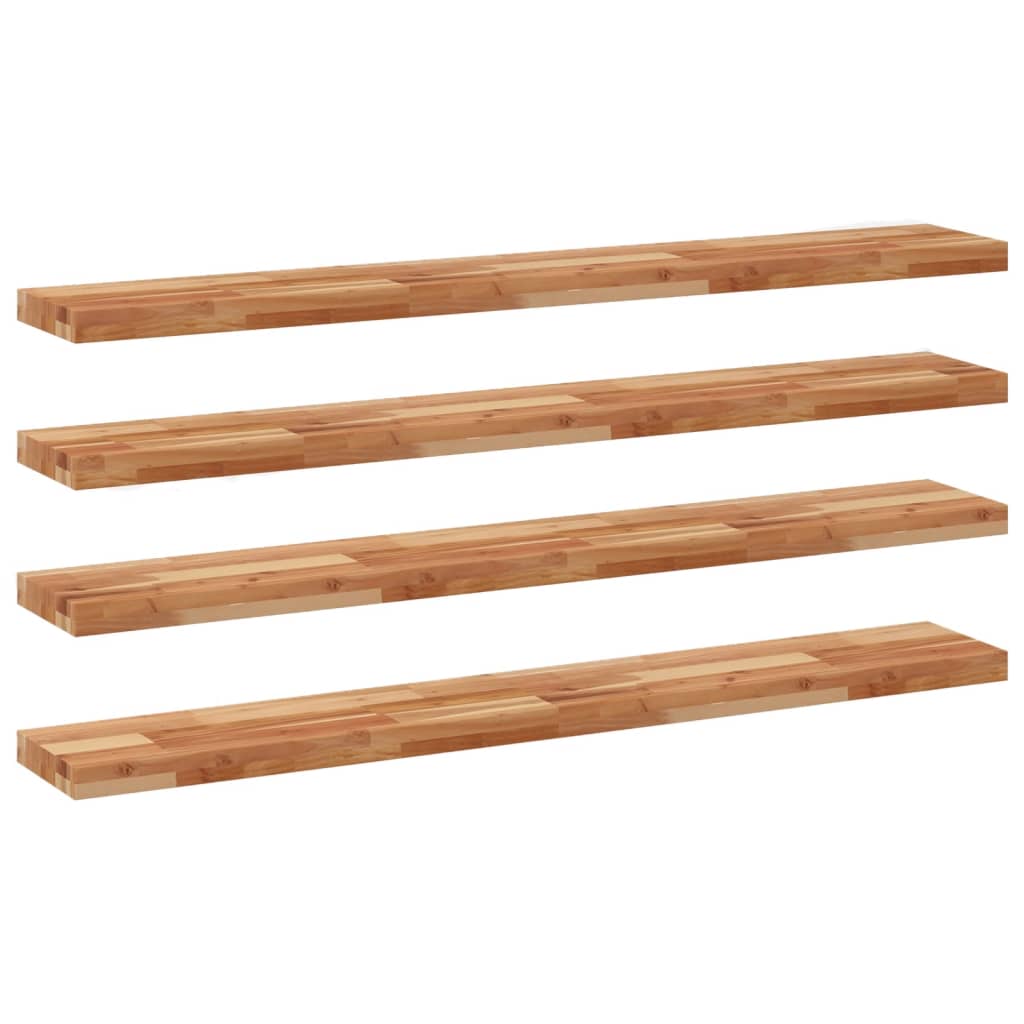 Wandschappen 4 st zwevend olieafwerking 120x20x4 cm acaciahout