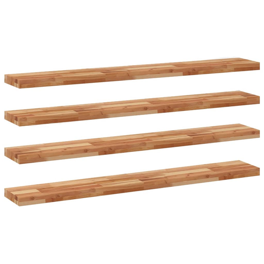Wandschappen 4 st zwevend olieafwerking 120x20x4 cm acaciahout