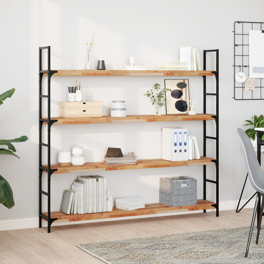 Wandschappen 4 st zwevend olieafwerking 120x20x4 cm acaciahout